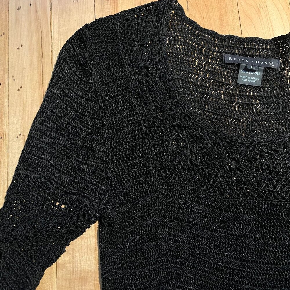 Bette Sung | black 90s y2k crochet top | M/L